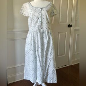 April Cornell Blue Dot Cotton Dress Size Small